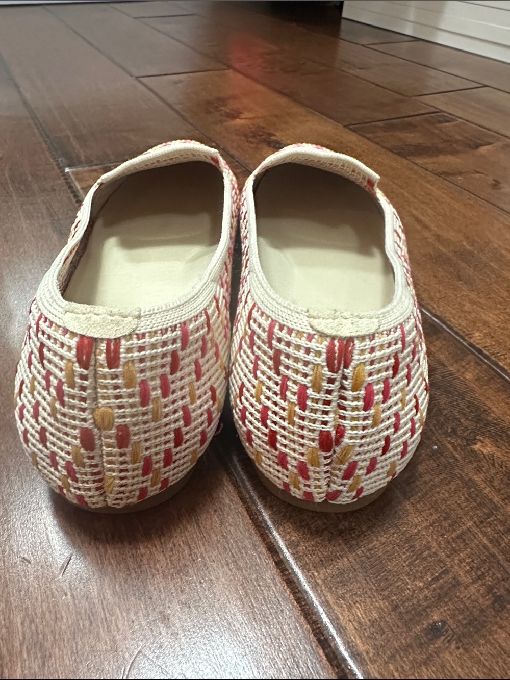 Vivaia Women's Patterned Slip-On Loafers in Cream with Pink & Yellow Accents - Picture 9 of 11